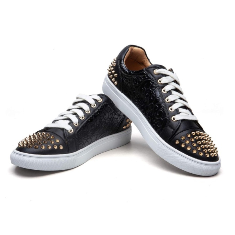 Mens Fashion Sneakers Casual Leather Studded Shoes